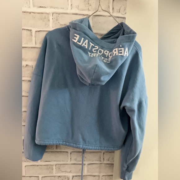Aéropostels baby blue cropped hoodie only worn once - Picture 2 of 4